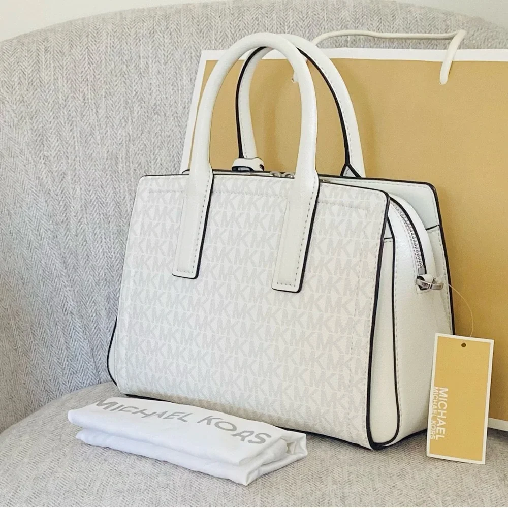 Michael Kors Top Handle Crossbody Logo White Handbag